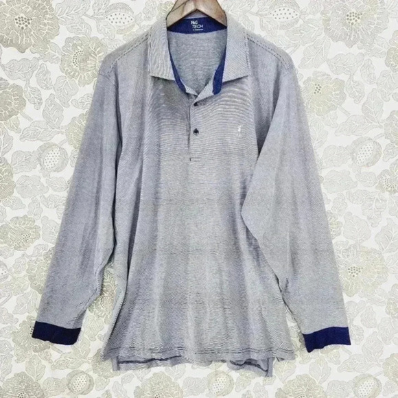 F&G Tech‎ Men's Long Sleeve Polo Shirt Striped XL - Picture 1 of 7